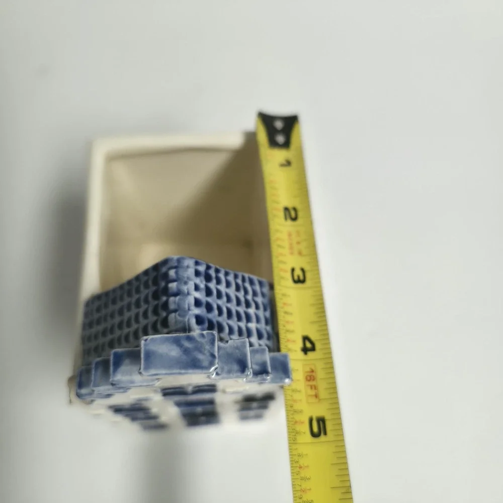 Amsterdam Canal House Handpainted Delft Blauw Vintage Ceramic Planter Vase Chip